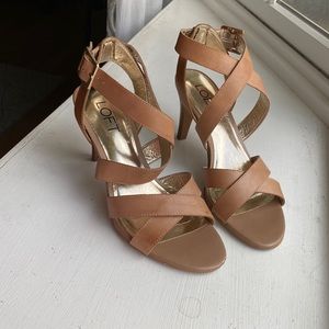 LOFT Beige heeled leather sandals